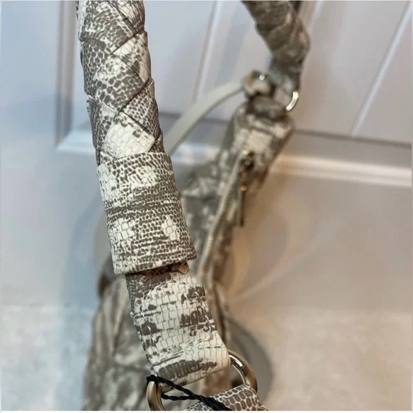 Jason Wu Dylan Woven Ivory Lizard Print camo Shoulder Bag Purse Handbag NWT $138 - Picture 10 of 13